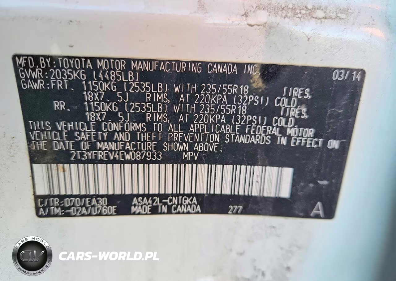 2014 Toyota Rav4 Limited VIN:2T3YFREV4EW087933 - 12