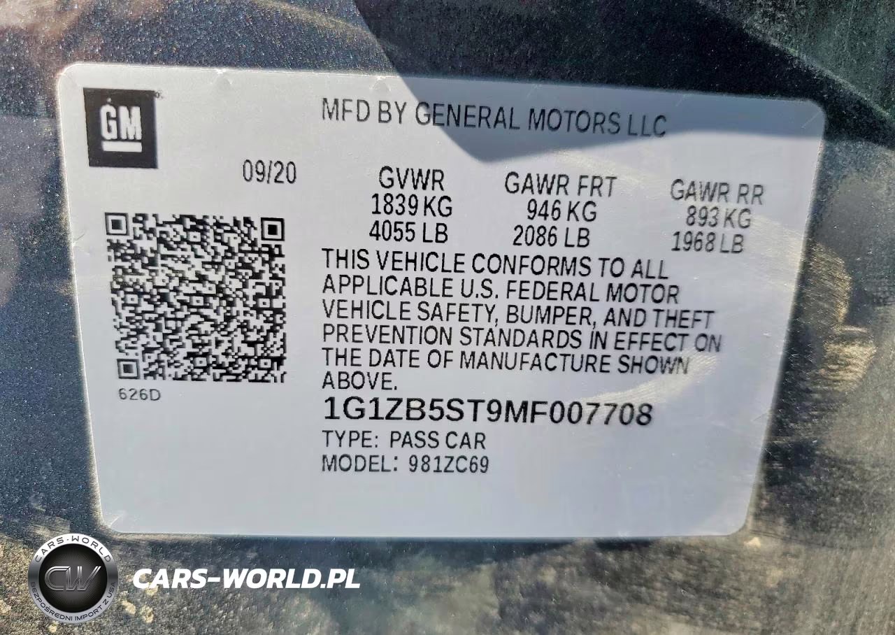 2021 Chevrolet Malibu Ls VIN:1G1ZB5ST9MF007708 - 12