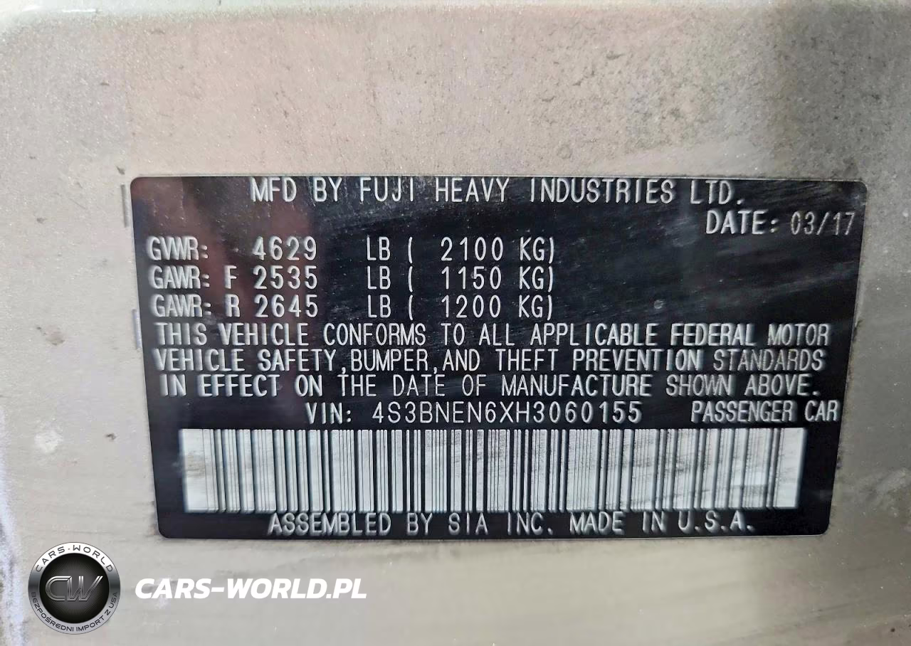 2017 Subaru Legacy 3.6R Limited VIN:4S3BNEN6XH3060155 - 12
