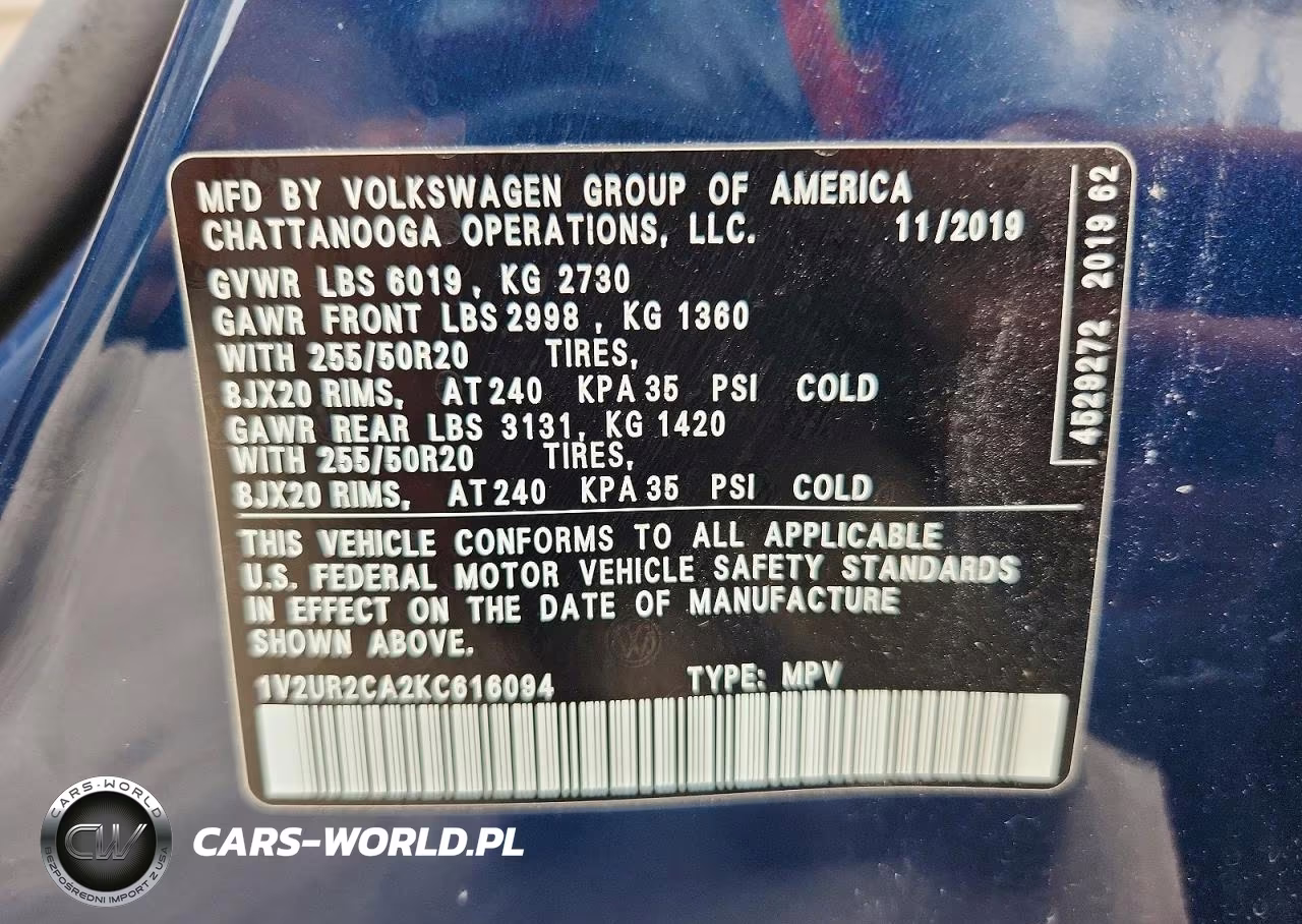 2019 Volkswagen Atlas Se VIN:1V2UR2CA2KC616094 - 13