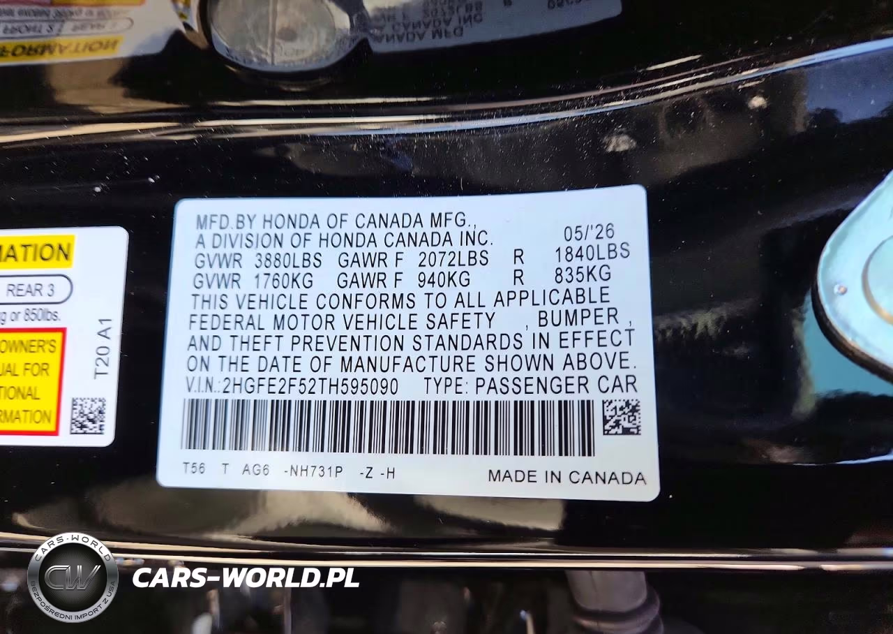 2026 Honda Civic Sport VIN:2HGFE2F52TH595090 - 12