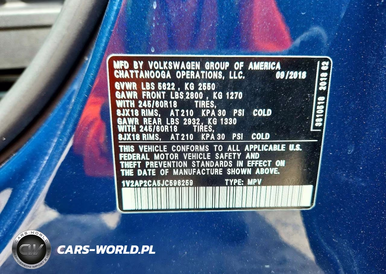 2018 Volkswagen Atlas S VIN:1V2AP2CA5JC598259 - 13