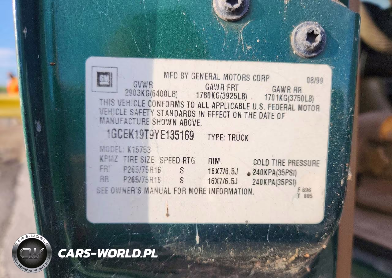 2000 Chevrolet Silverado K1500 VIN:1GCEK19T9YE135169 - 12
