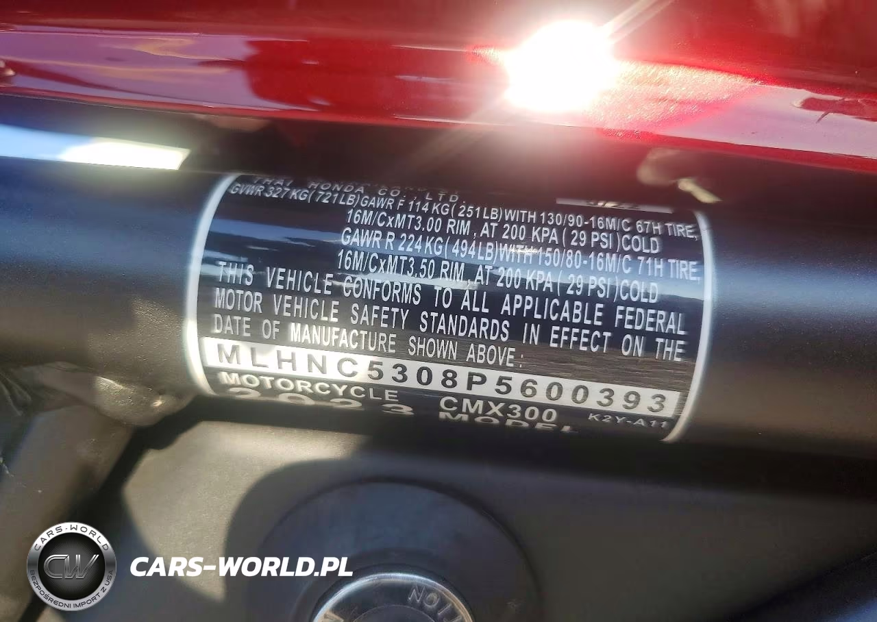2023 Honda Cmx300 VIN:MLHNC5308P5600393 - 9