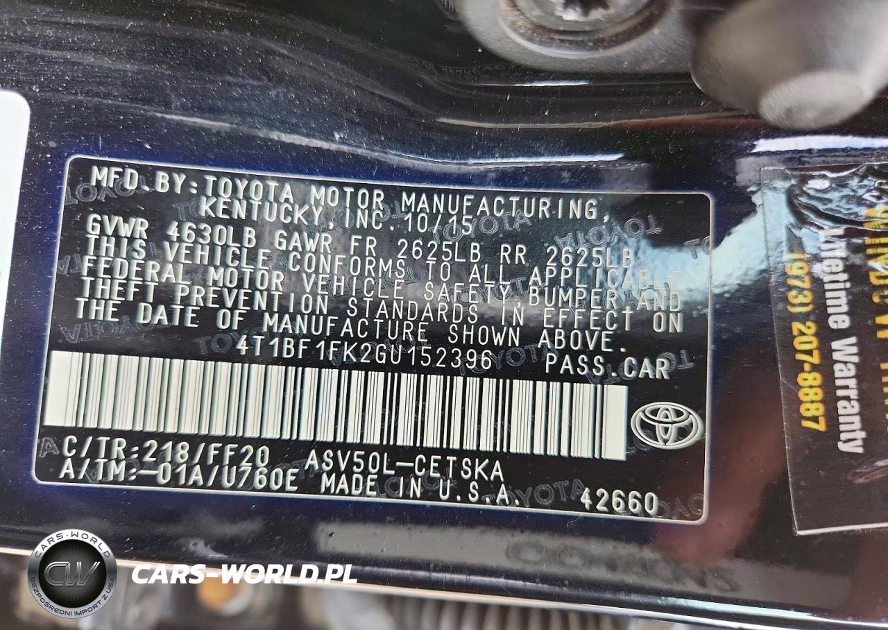 2016 Toyota Camry Se VIN:4T1BF1FK2GU152396 - 12