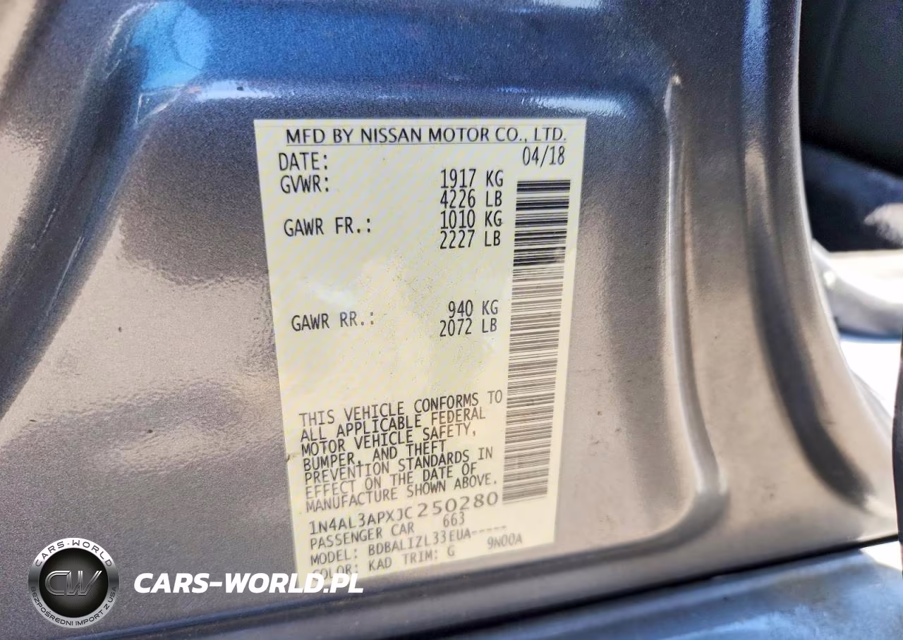 2018 Nissan Altima 2.5 Sv VIN:1N4AL3APXJC250280 - 12