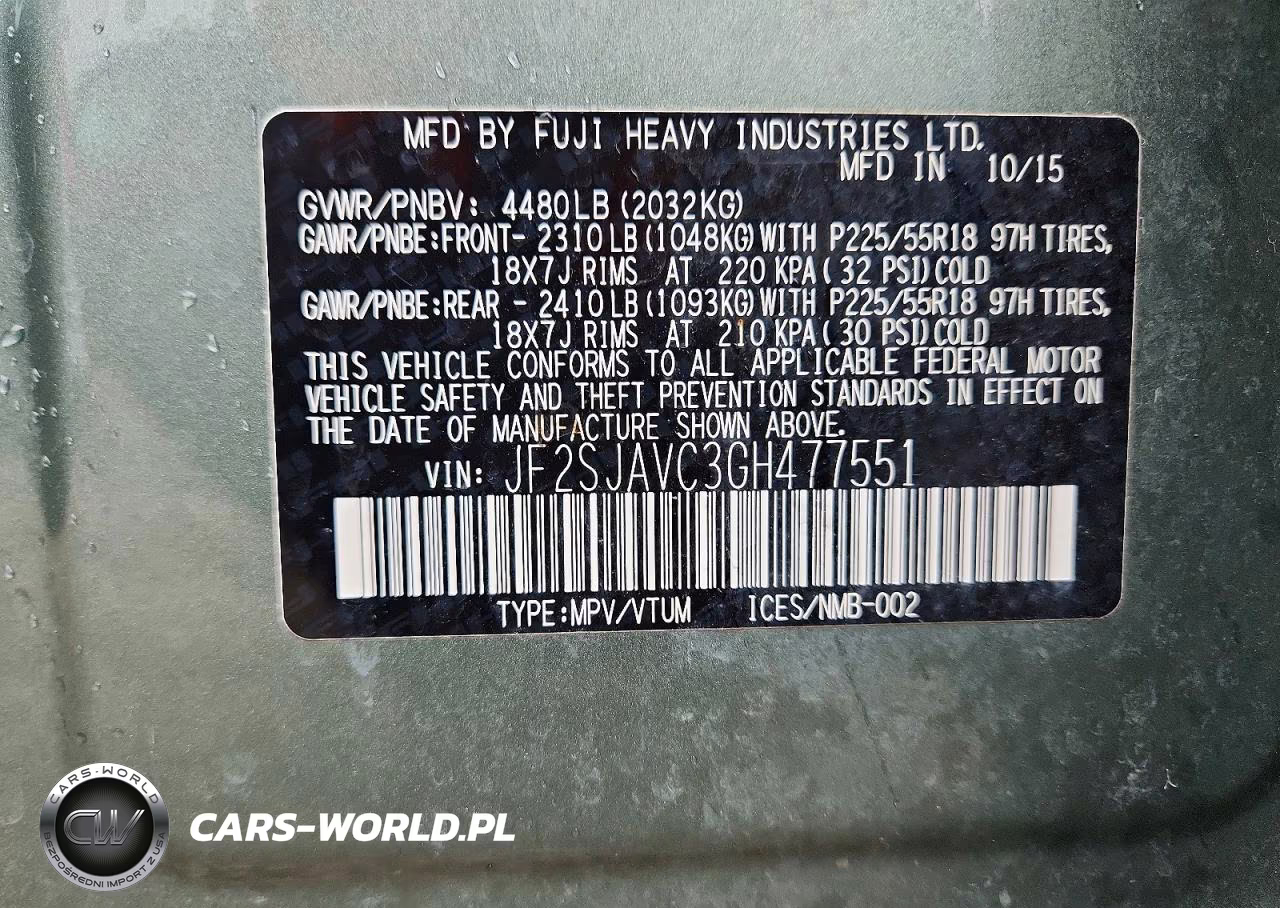 2016 Subaru Forester 2.5I Touring VIN:JF2SJAVC3GH477551 - 14