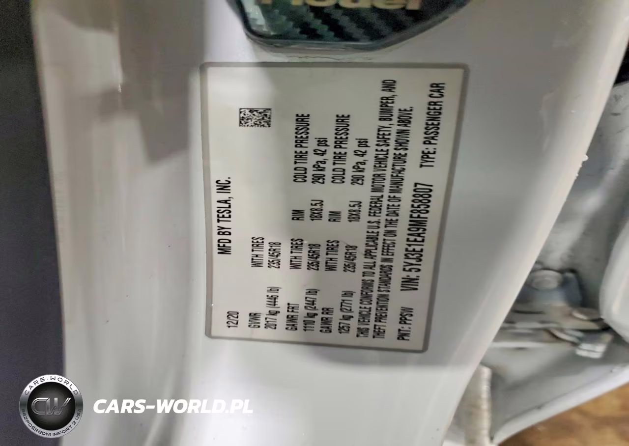 2021 Tesla Model 3 VIN:5YJ3E1EA9MF858807 - 12