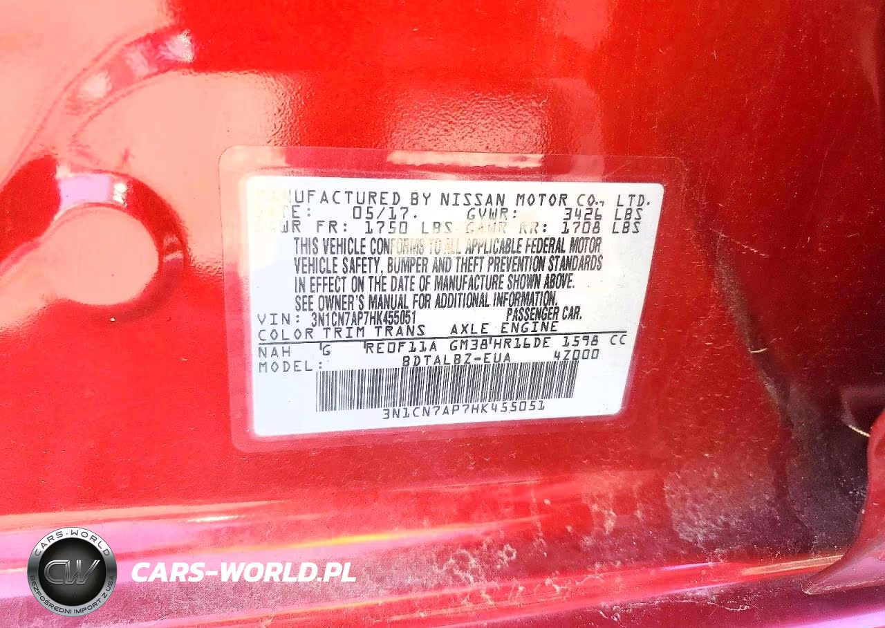 2017 Nissan Versa 1.6 Sv VIN:3N1CN7AP7HK455051 - 13