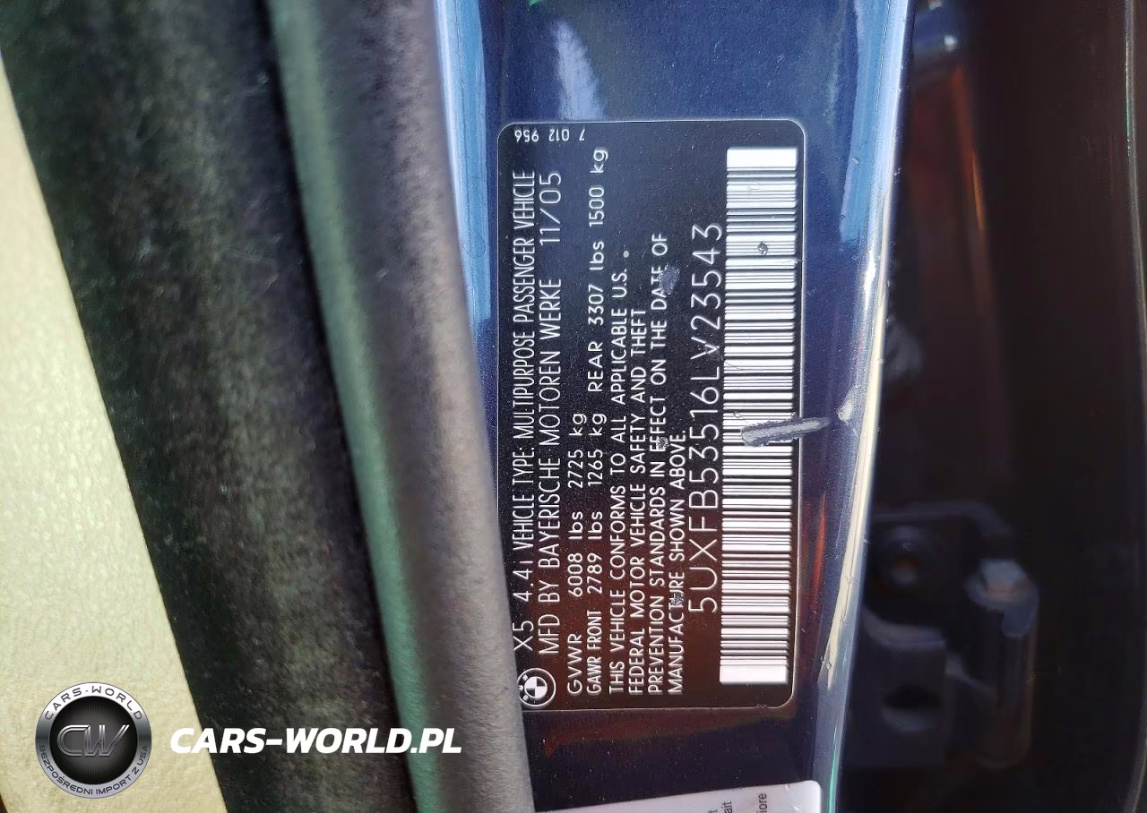 2006 BMW X5 4.4I VIN:5UXFB53516LV23543 - 12