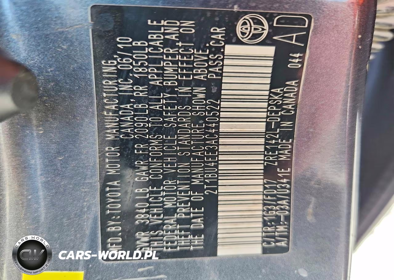 2010 Toyota Corolla S VIN:2T1BU4EE3AC440522 - 12