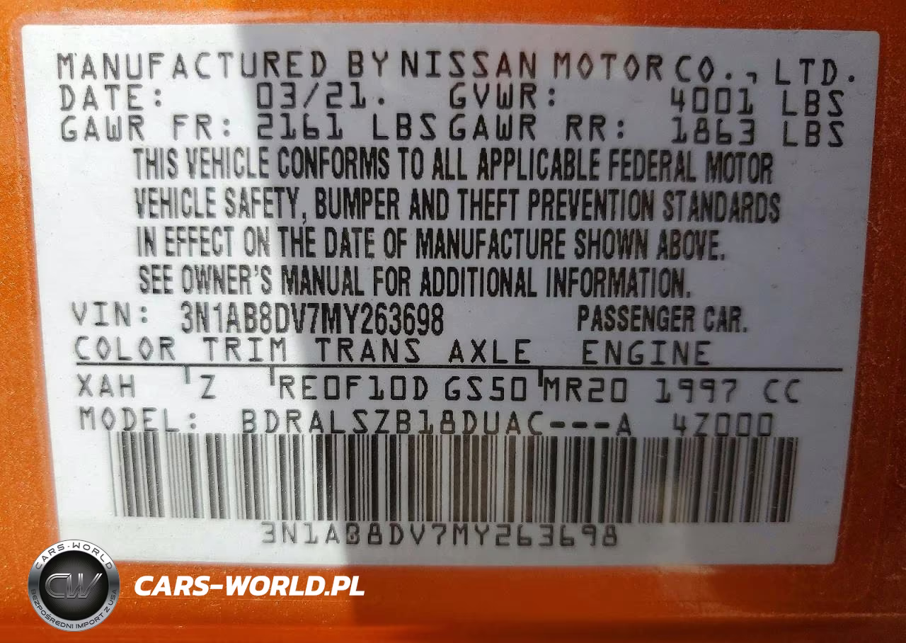2021 Nissan Sentra Sr VIN:3N1AB8DV7MY263698 - 13