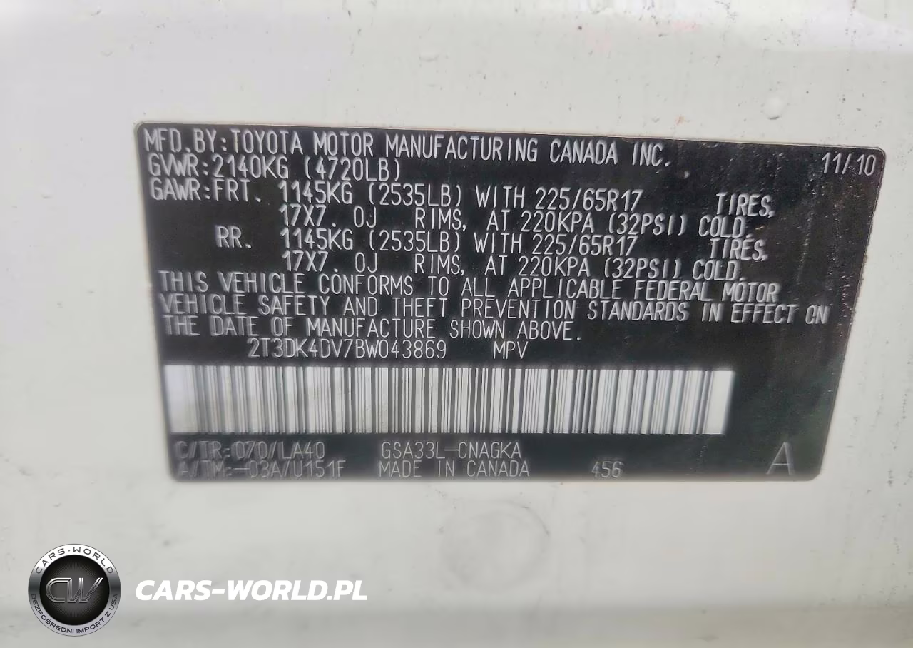 2011 Toyota Rav4 Limited VIN:2T3DK4DV7BW043869 - 13