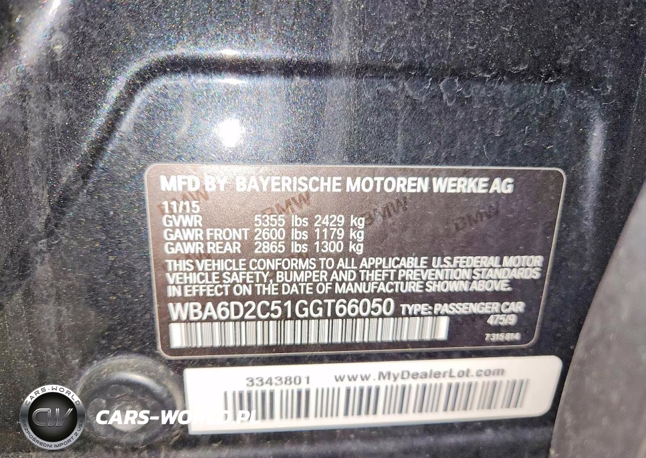 2016 BMW 640 Xi Gran Coupe VIN:WBA6D2C51GGT66050 - 12