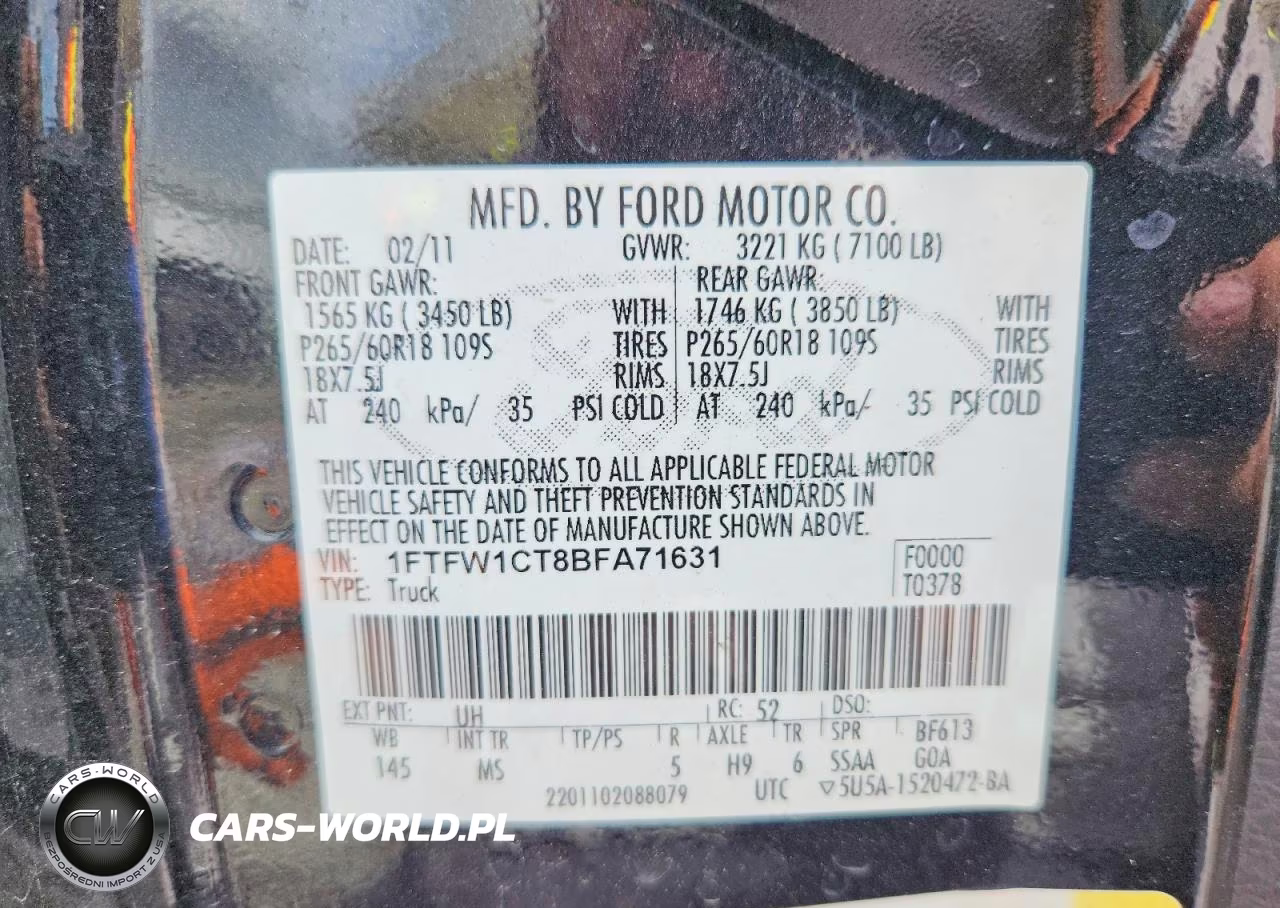 2011 Ford F150 Supercrew VIN:1FTFW1CT8BFA71631 - 12