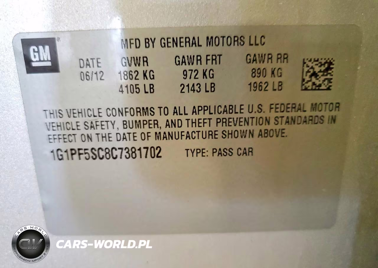 2012 Chevrolet Cruze Lt VIN:1G1PF5SC8C7381702 - 12