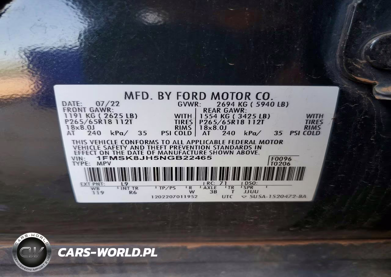 2022 Ford Explorer Timberline VIN:1FMSK8JH5NGB22465 - 13