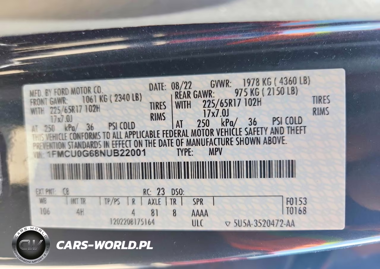 2022 Ford Escape Se VIN:1FMCU0G68NUB22001 - 13