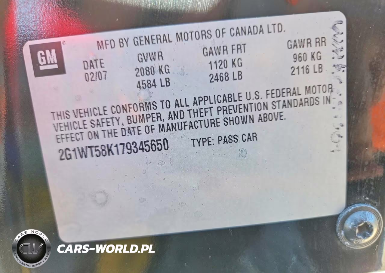 2007 Chevrolet Impala Lt VIN:2G1WT58K179345650 - 12