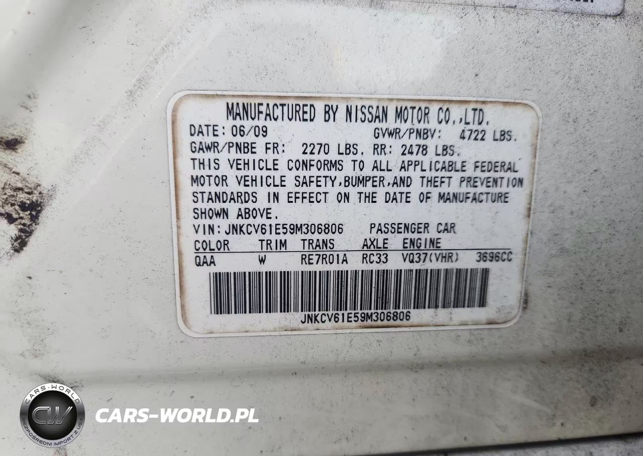 2009 Infiniti G37 Sedan Base VIN:JNKCV61E59M306806 - 12