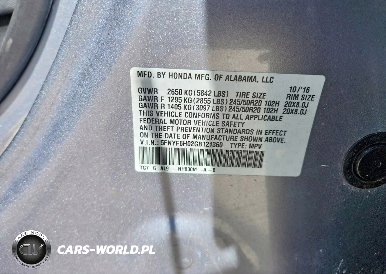 2016 Honda Pilot Elite VIN:5FNYF6H02GB121360 - 13