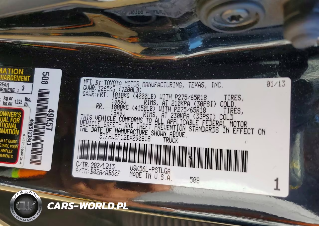 2013 Toyota Tundra Limited VIN:5TFHW5F12DX290818 - 12