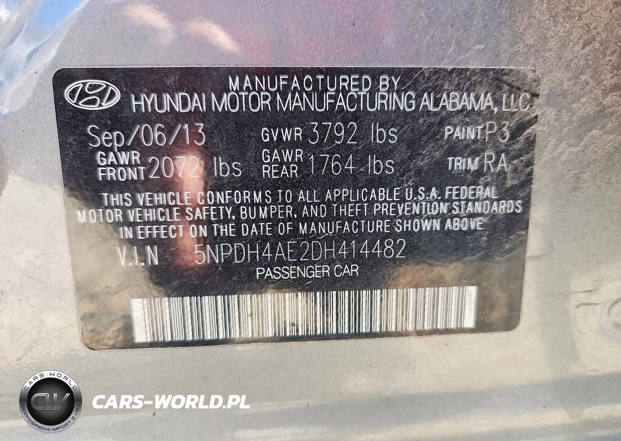2013 Hyundai Elantra Gls VIN:5NPDH4AE2DH414482 - 12