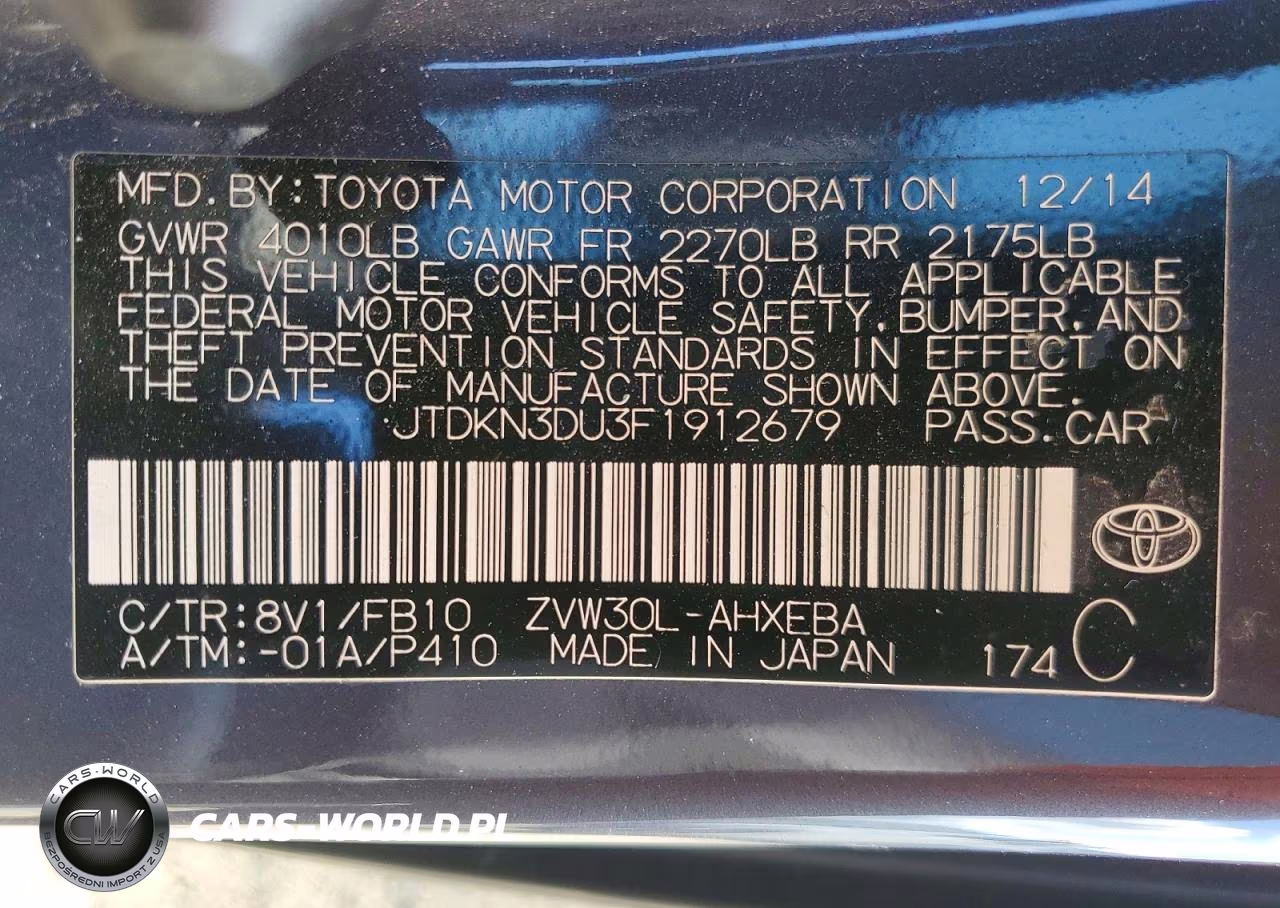 2015 Toyota Prius Two VIN:JTDKN3DU3F1912679 - 13