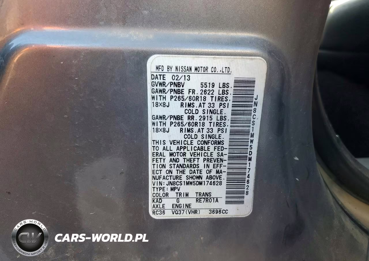 2013 Infiniti Fx37 Base VIN:JN8CS1MW5DM174628 - 13
