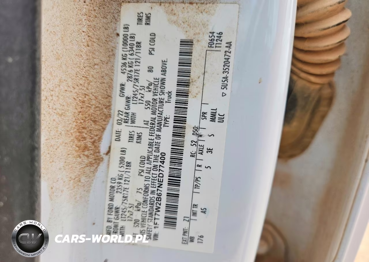 2022 Ford F250 Super Duty VIN:1FT7W2B67NED77400 - 12