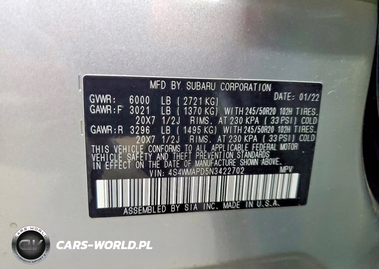 2022 Subaru Ascent Limited VIN:4S4WMAPD5N3422702 - 13