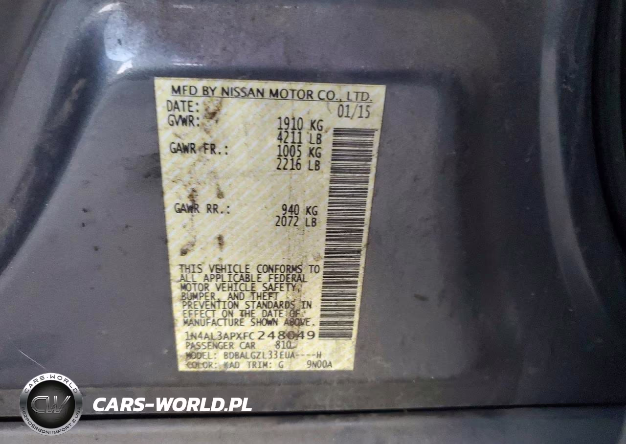 2015 Nissan Altima 2.5 S VIN:1N4AL3APXFC248049 - 12