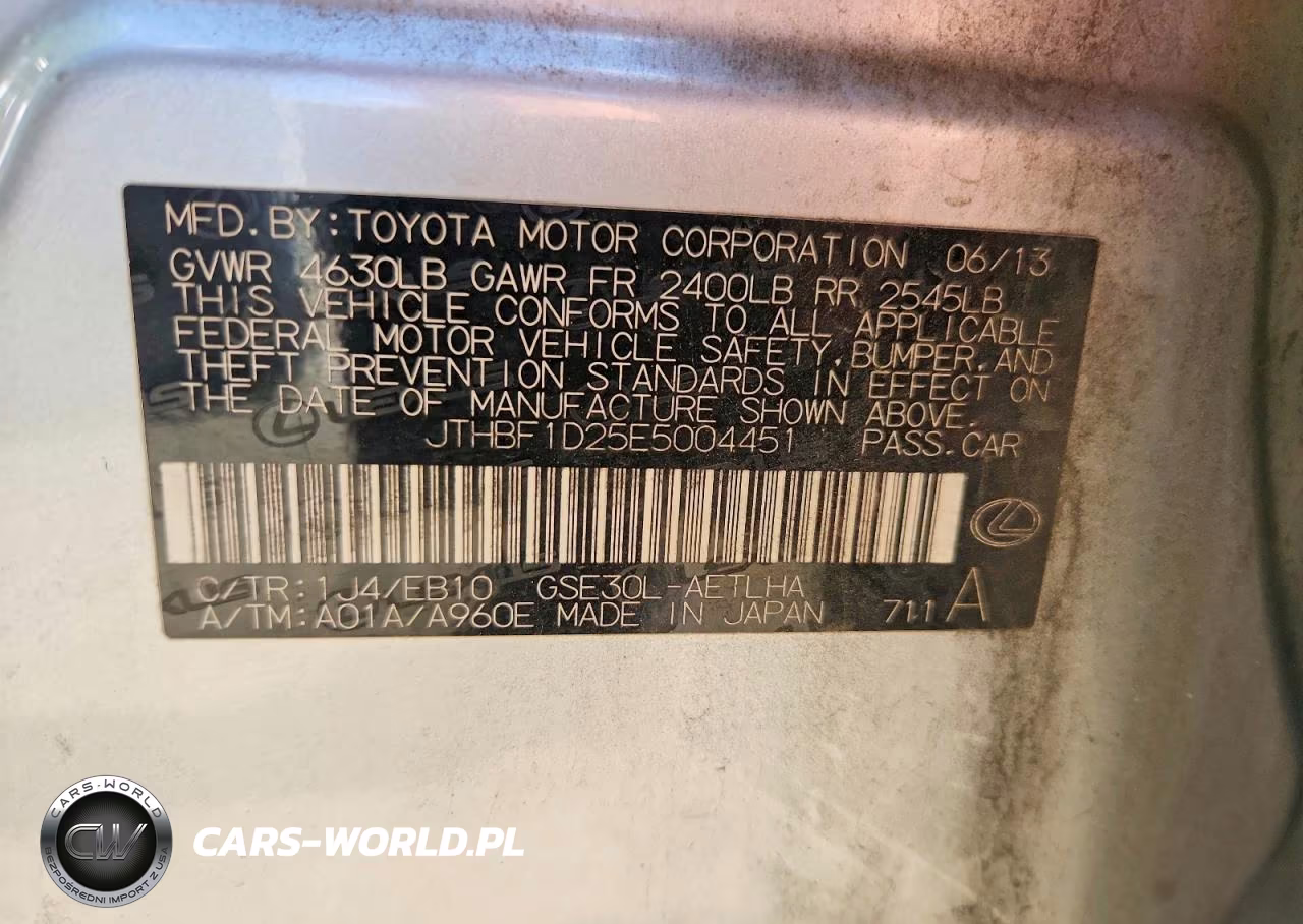 2014 Lexus Is 250 VIN:JTHBF1D25E5004451 - 13