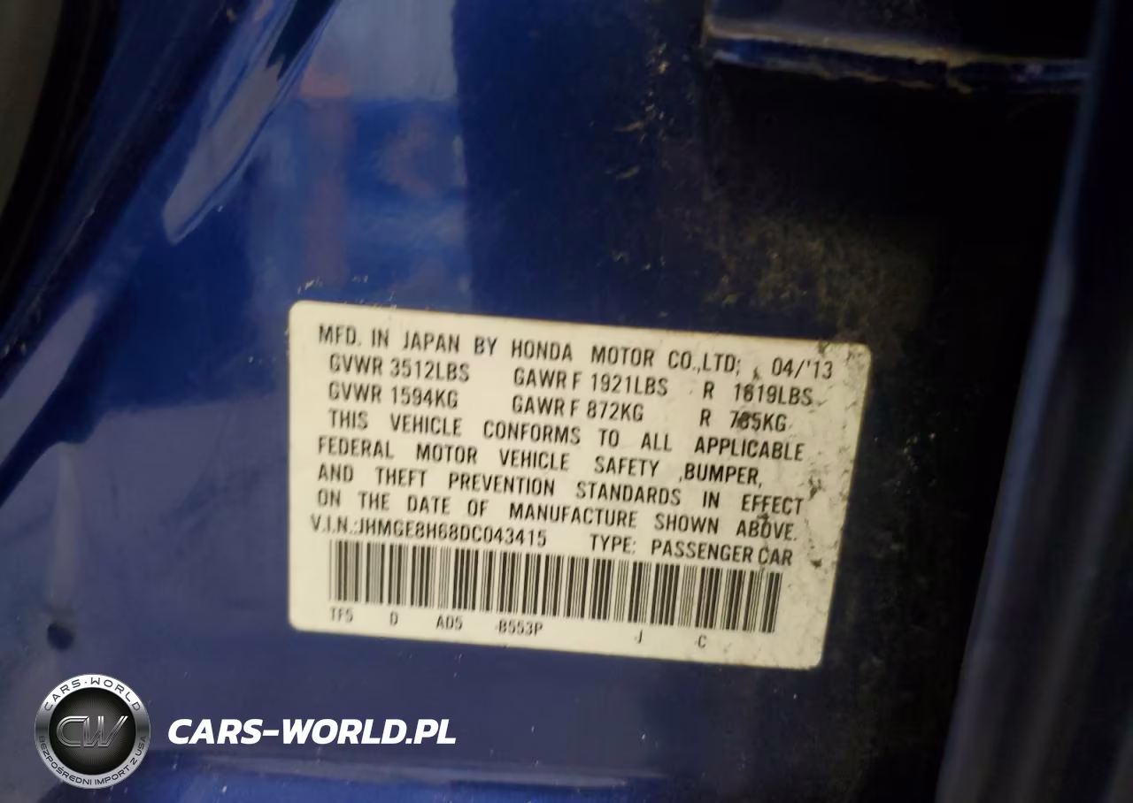 2013 Honda Fit Sport VIN:JHMGE8H68DC043415 - 12