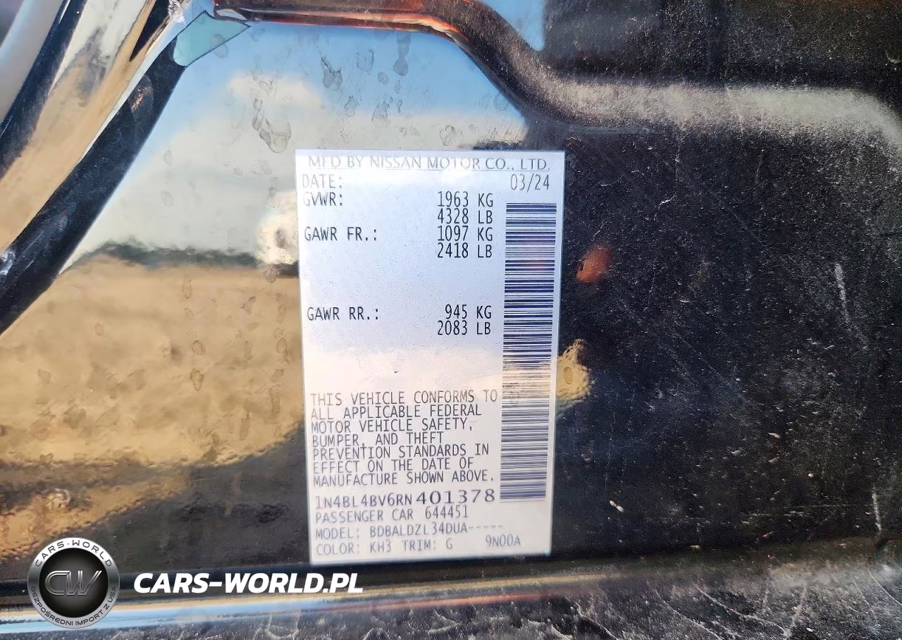 2024 Nissan Altima S VIN:1N4BL4BV6RN401378 - 12