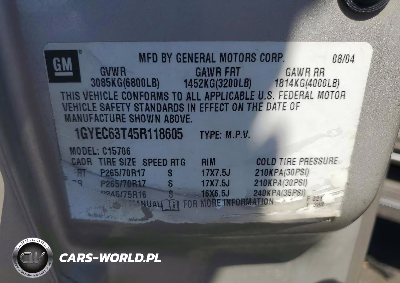 2005 Cadillac Escalade Luxury VIN:1GYEC63T45R118605 - 13