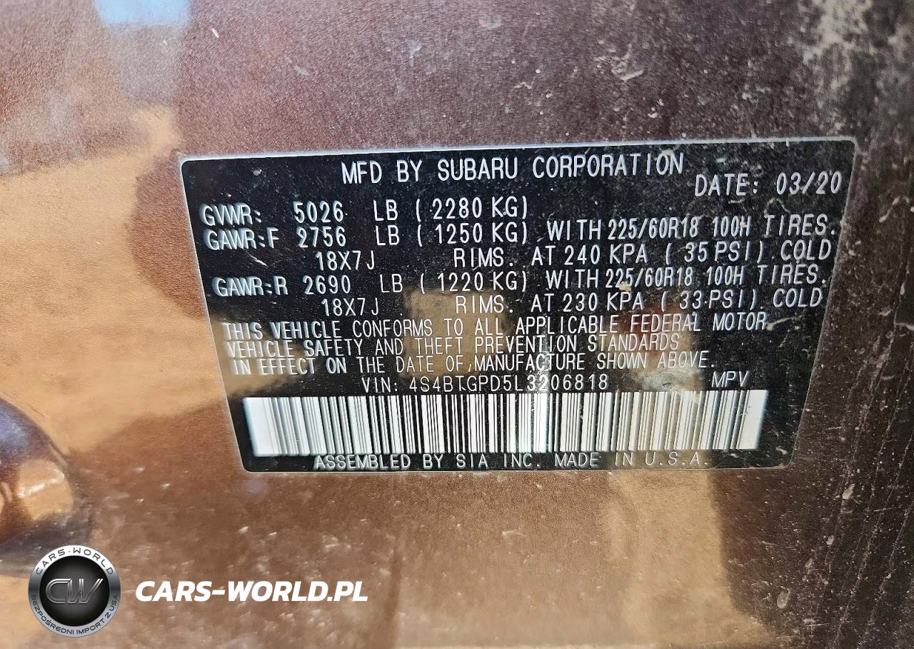 2020 Subaru Outback Touring Ldl VIN:4S4BTGPD5L3206818 - 13