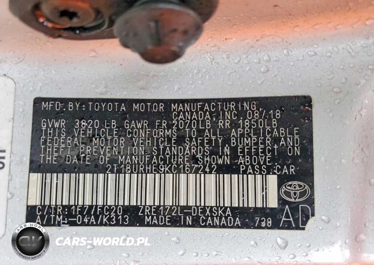 2019 Toyota Corolla Se VIN:2T1BURHE9KC167242 - 12