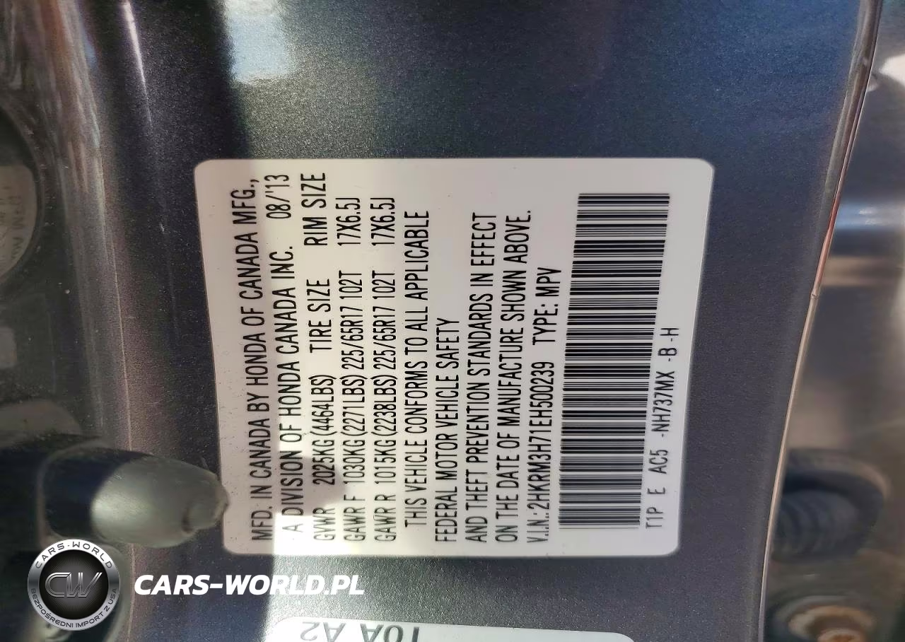 2014 Honda Cr-V Exl VIN:2HKRM3H71EH500239 - 13