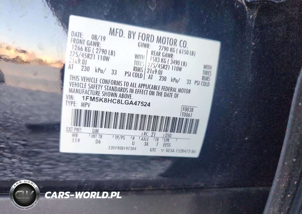2020 Ford Explorer Platinum VIN:1FM5K8HC8LGA47524 - 13