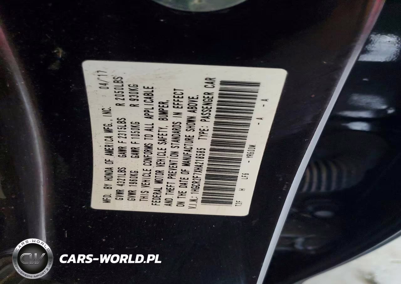 2017 Honda Accord Ex VIN:1HGCR2F7XHA218585 - 12