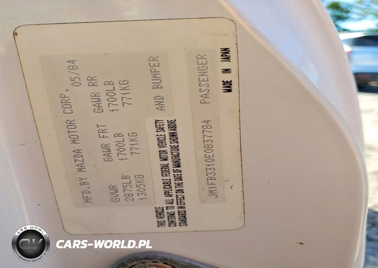 1984 Mazda Rx7 12A VIN:JM1FB3310E0837784 - 12