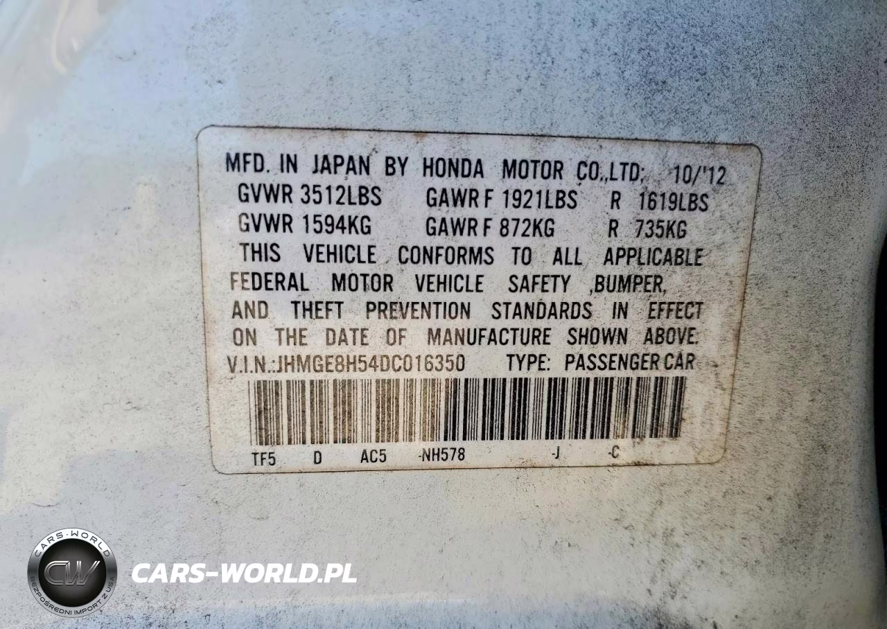 2013 Honda Fit Sport VIN:JHMGE8H54DC016350 - 12