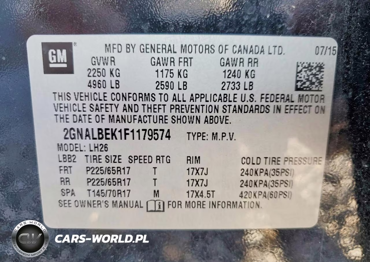 2015 Chevrolet Equinox Lt VIN:2GNALBEK1F1179574 - 13