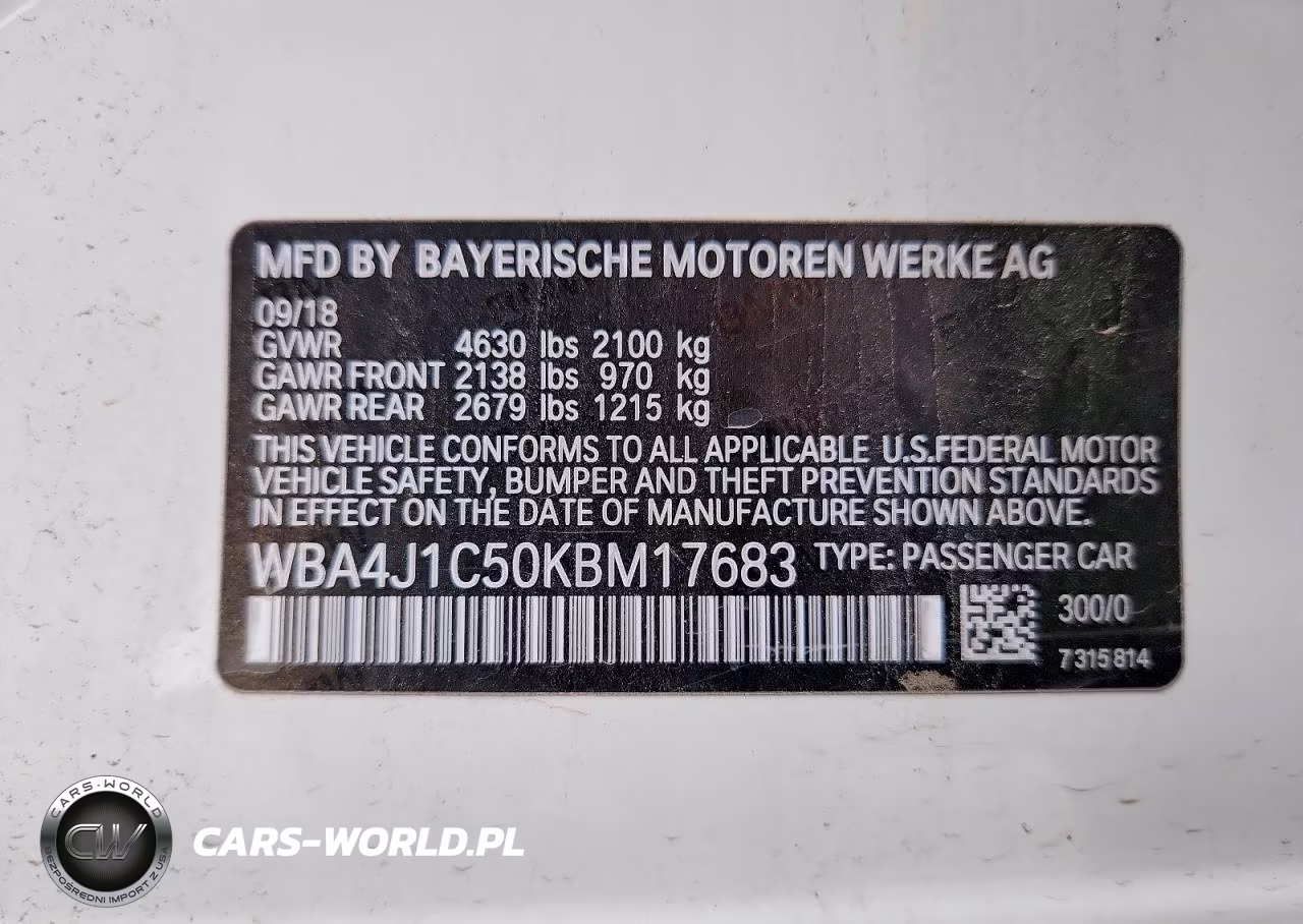 2019 BMW 430I Gran Coupe VIN:WBA4J1C50KBM17683 - 12