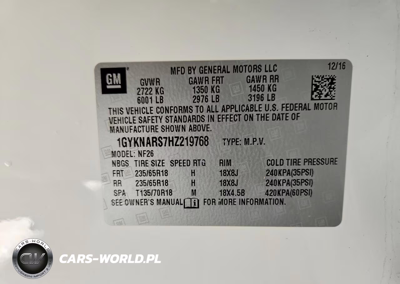 2017 Cadillac Xt5 VIN:1GYKNARS7HZ219768 - 12