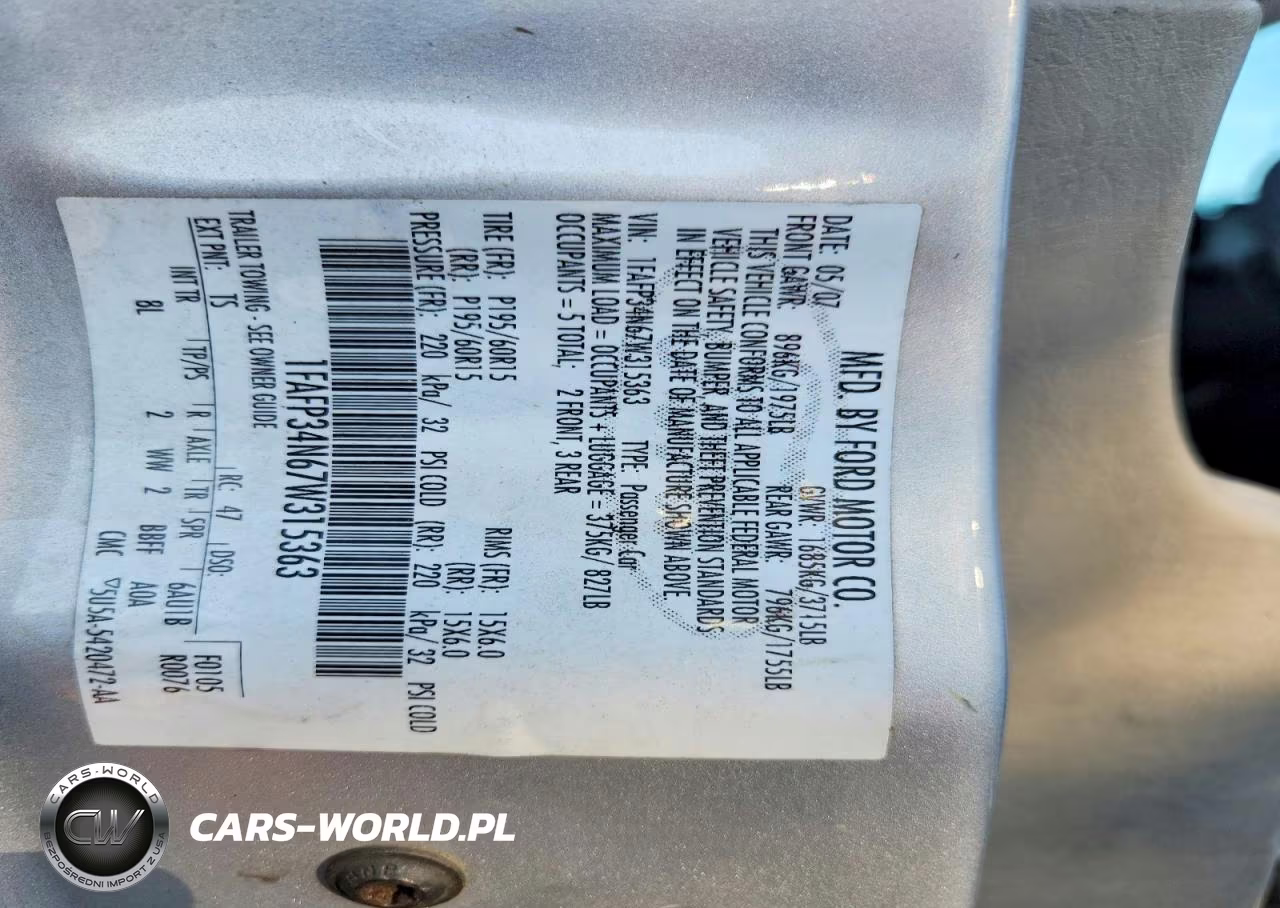 2007 Ford Focus Zx4 VIN:1FAFP34N67W315363 - 12