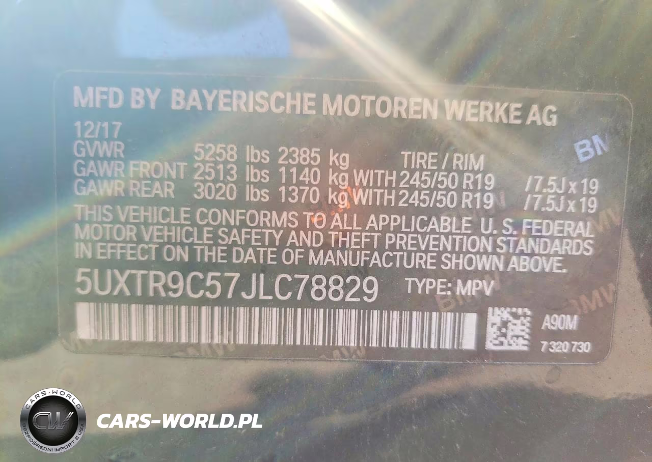 2018 BMW X3 xDrive30I VIN:5UXTR9C57JLC78829 - 12