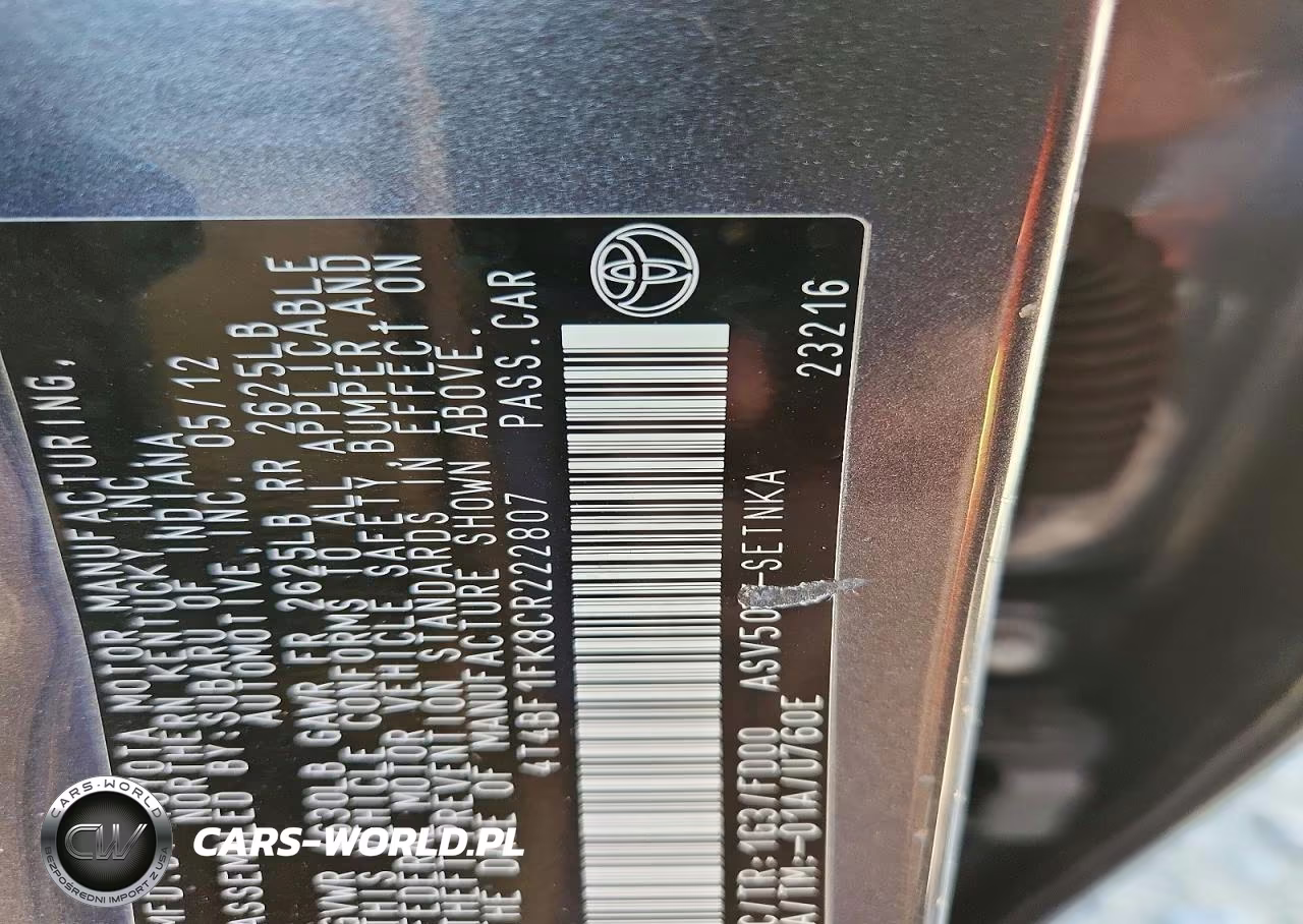 2012 Toyota Camry Le VIN:4T4BF1FK8CR222807 - 12