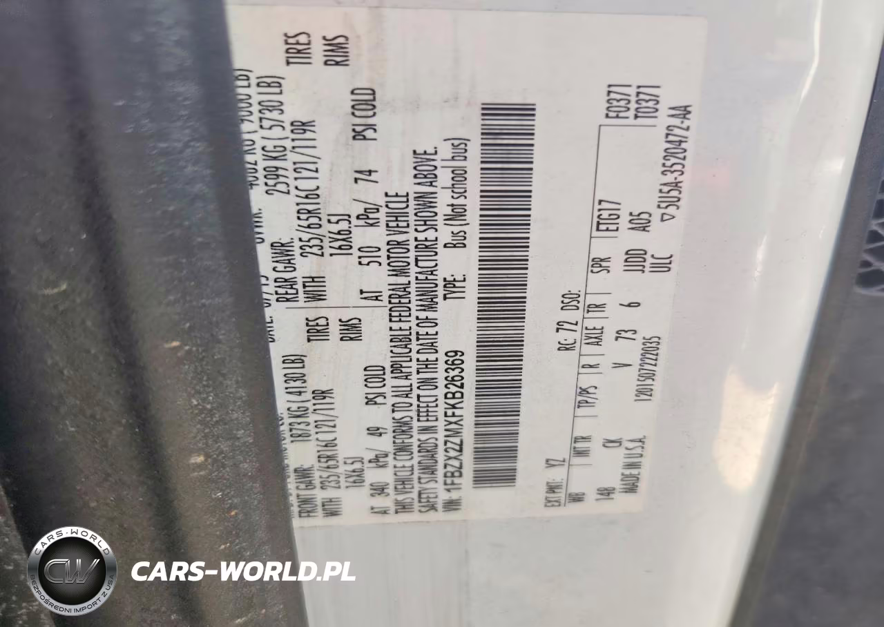 2015 Ford Transit T-350 VIN:1FBZX2ZMXFKB26369 - 13